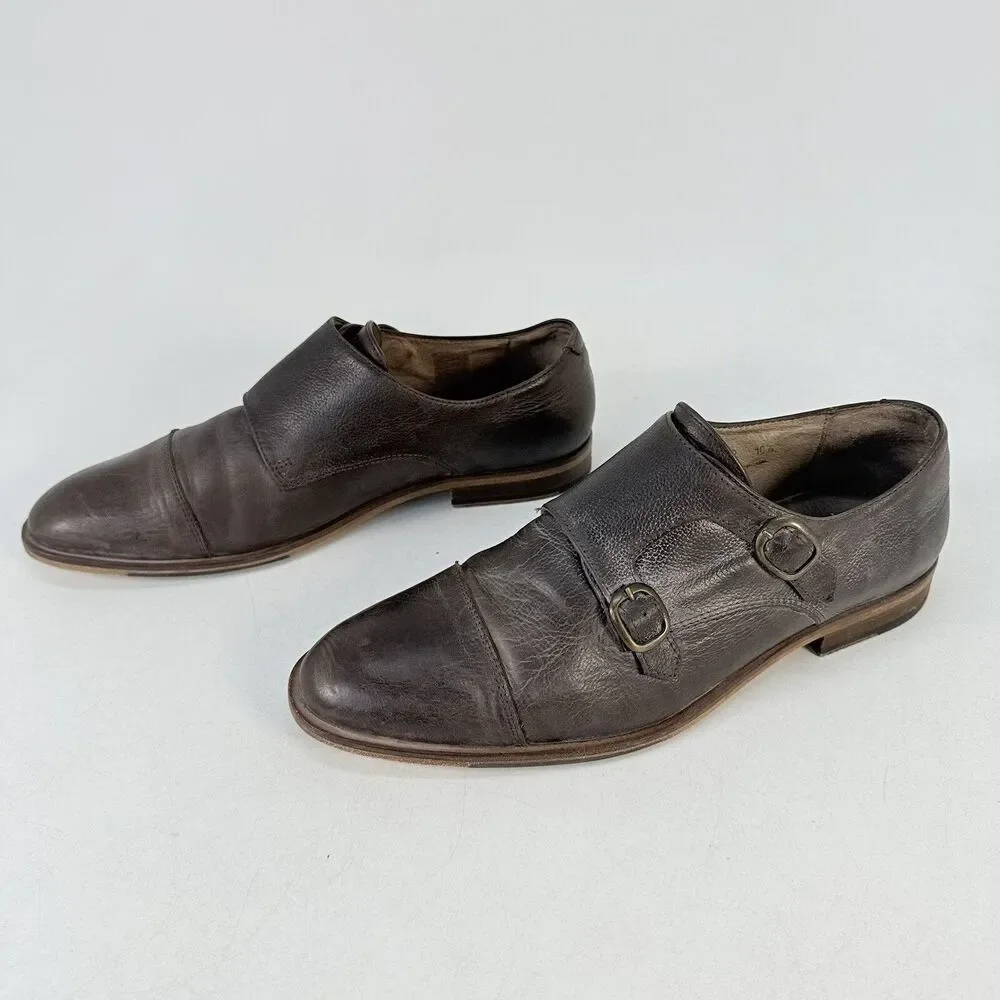 McCarren & Sons Dark Brown Leather Captoe Double Monk Strap Mens 10.5 Dress Shoe